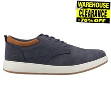 Image of Hush Puppies Bowen Mens Casual Leather Lace Up Trainers Navy