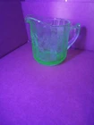 Green Jeanette Depression Glass Creamer Floral Poinsettia Pattern 3 1/4"X3"D