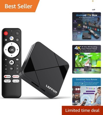 Smart 4K Android 14.0 Media Player - Compact Design, 16GB Storage, WiFi 6 Ready