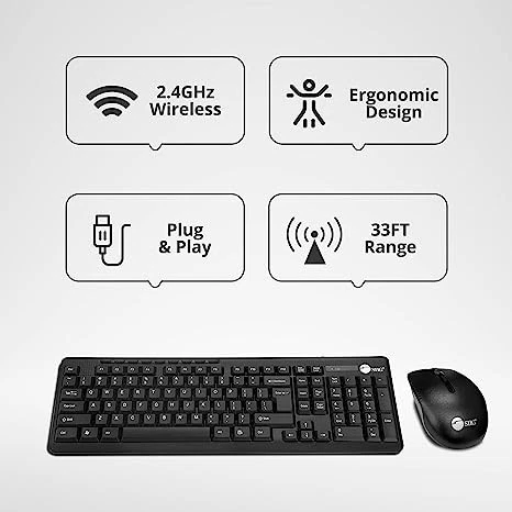 SIIG KM JK-WR0T12-S1 Standard Wireless Keyboard 3 Button Wireless Mouse - Black - Image 4 of 4