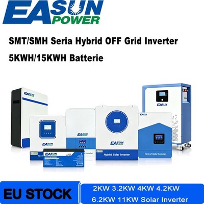 Easun 2KW-11KW Solar Wechselrichter Hybrid Off-Grid 24V 48V 15KWh 5KWh Batterie