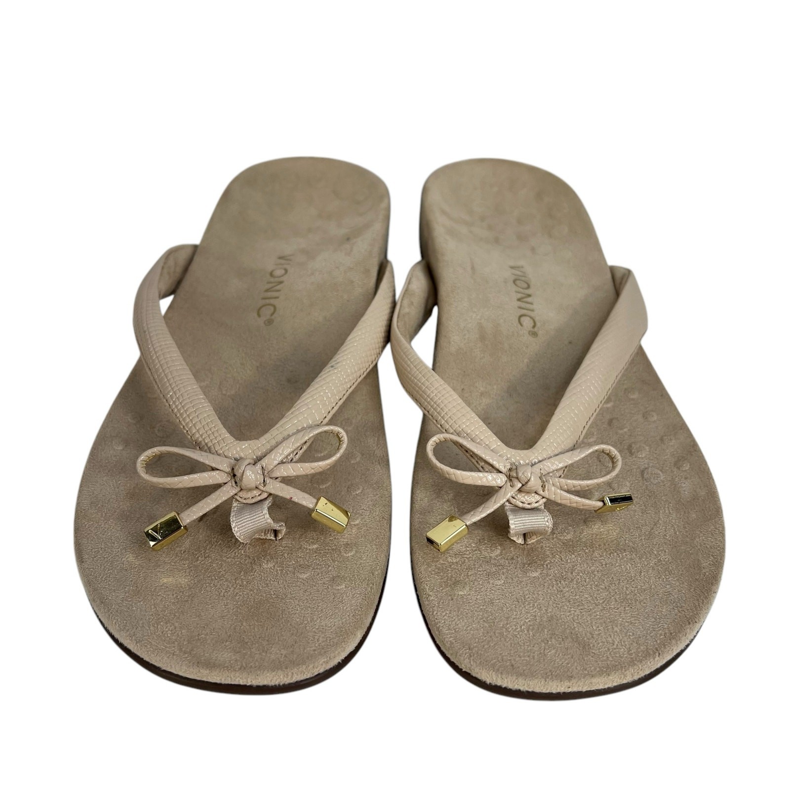 LOTTO Sandali Vionic taglia 11 sandali punta bella beige marrone lucertola fiocco infradito