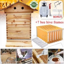 Wooden Beekeeping Beehive House +7PCS Upgraded Auto Honey Bee comb Hive Frame