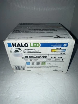 HALO RL460WH830PK 4 INCH RETROFIT LED RECESSED DOWNLIGHT 3000K SOFT WHITE - NIB - Image 1 of 4