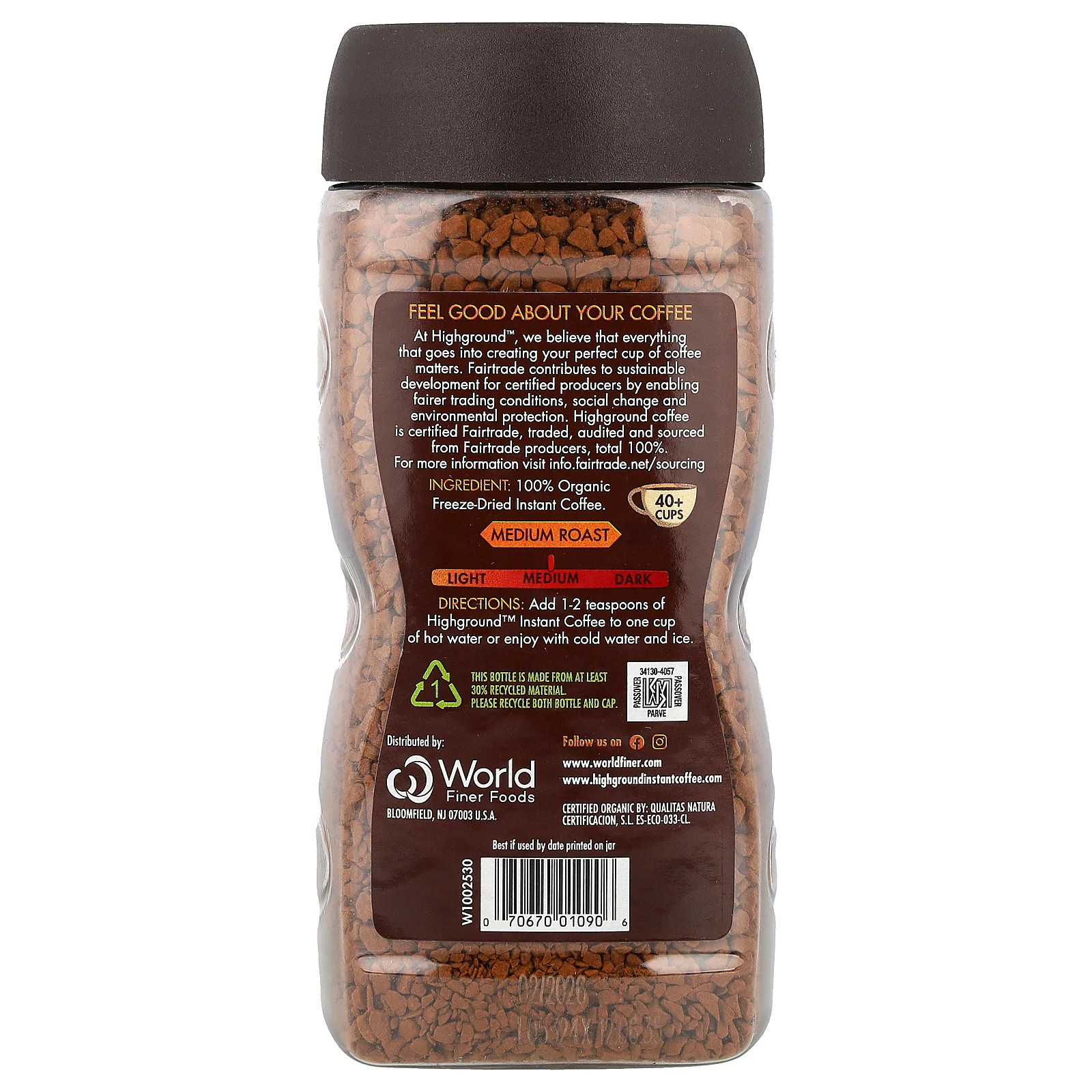 Organic Instant Coffee, Medium Roast, 3.53 oz (100 g)