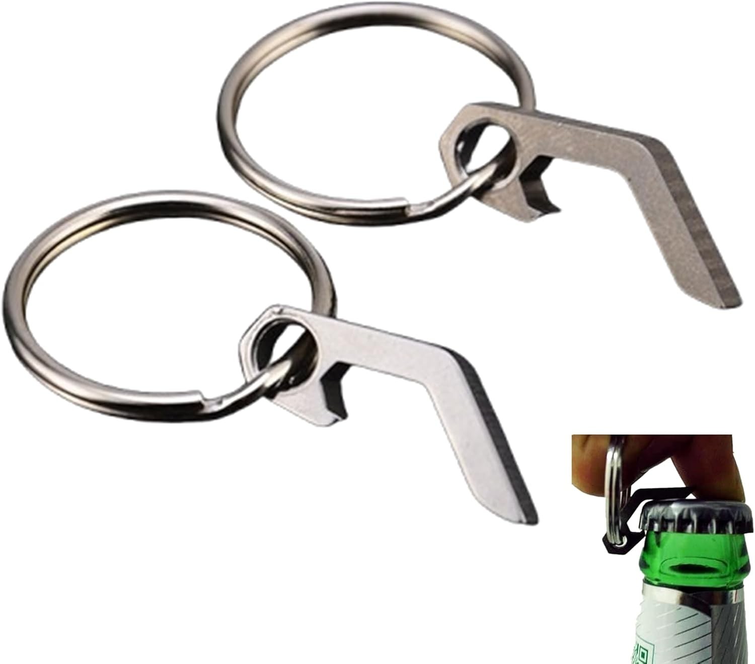 2 Pcs Bottle Opener Keychain, Small Keychain Beer Bottle Opener Can Opener Mini 