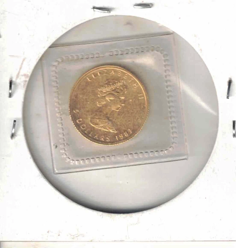 1983 CANADA Queen Elizabeth II 5 Dollars 1/10 oz .9999 GOLD coin uncirculated - Image 2 of 2