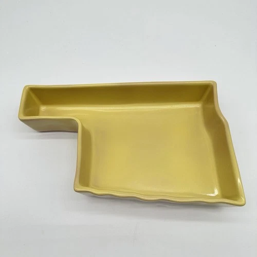 VTG Frankoma Pottery Oklahoma State Shaped Decor Baking Dish Snack Tray Yellow