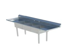 Falcon Food Service Heavy Duty 24"x24"x14" Three Compartment 16 Gauge Sink