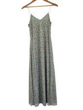 Forever 21 Green Floral Maxi Slip Dress Spaghetti Straps Womens Size Small New