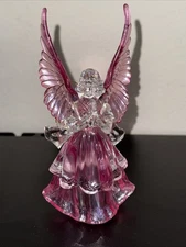 Praying Angel With Iridescent Wings Acrylic Vintage Pink Ornament