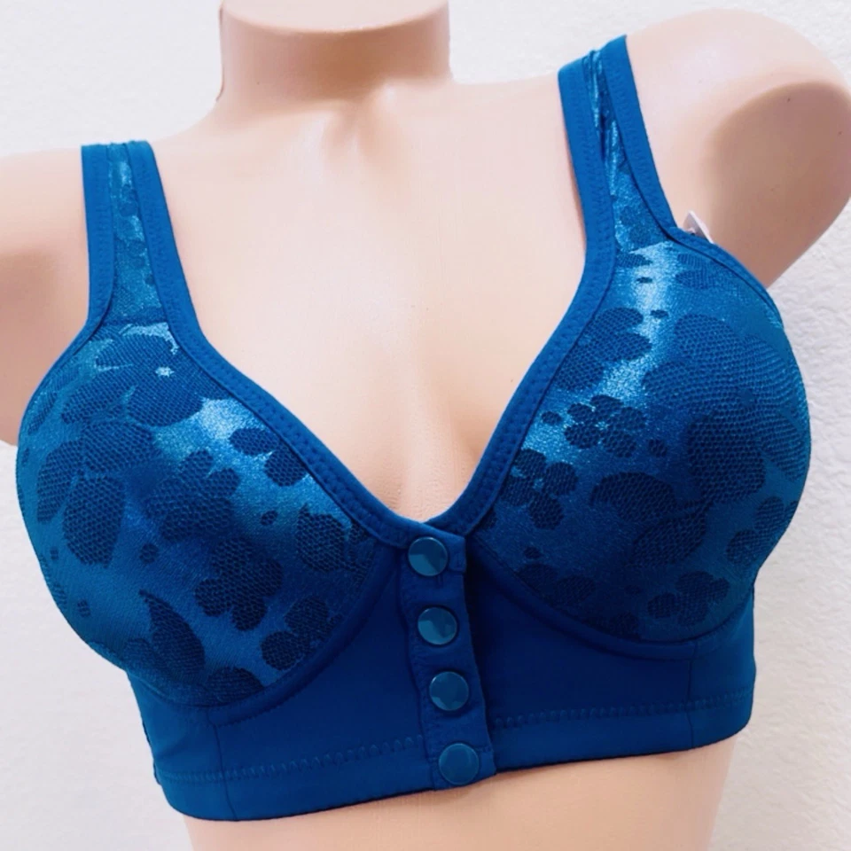 Sutiã 3 peças para idosos fecho de botão frontal conforto sem aro sutiã acima total 42B - Imagem 4 de 4
