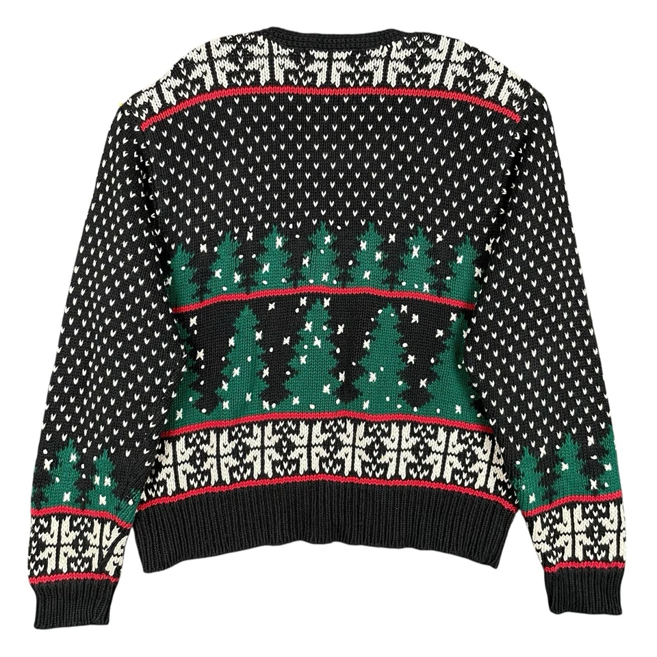Cardigã Orvis Chunky Holiday suéter feminino XL Natal alce ramie mistura pesado - Imagem 2 de 4