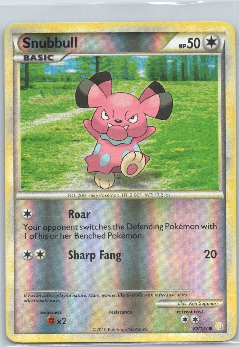 Snubbull 82/123 Common HeartGold & SoulSilver Pokemon Reverse Holo NM