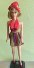 Vintage 1966 TNT-bend legs blonde Barbie in Best Buy MOD Striped Mini Dress/hat