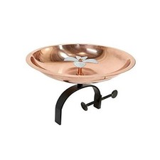 BB-08-OR Dogwood Bracket Railing Mount Birdbath, Copper, White, Black