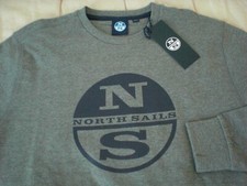 North Sails Crewneck Logo Sweatshirt, NWT - Men  s M  L - Med Grey Melange, 115