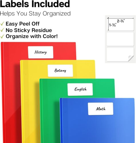 Dunwell Plastic Pocket Folders with Prongs - (6 Pack, 6 6 Vibrant - Picture 5 of 8