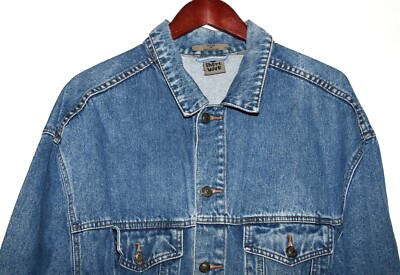 Vintage 80s Short Wave Blue Cotton Denim Mens Truckers Jean