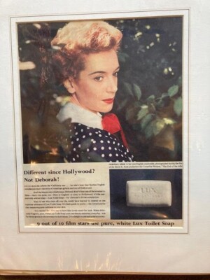 Original Vintage mattierte Zeitschrift Anzeige 50er Jahre Deborah Kerr & Lux Seife