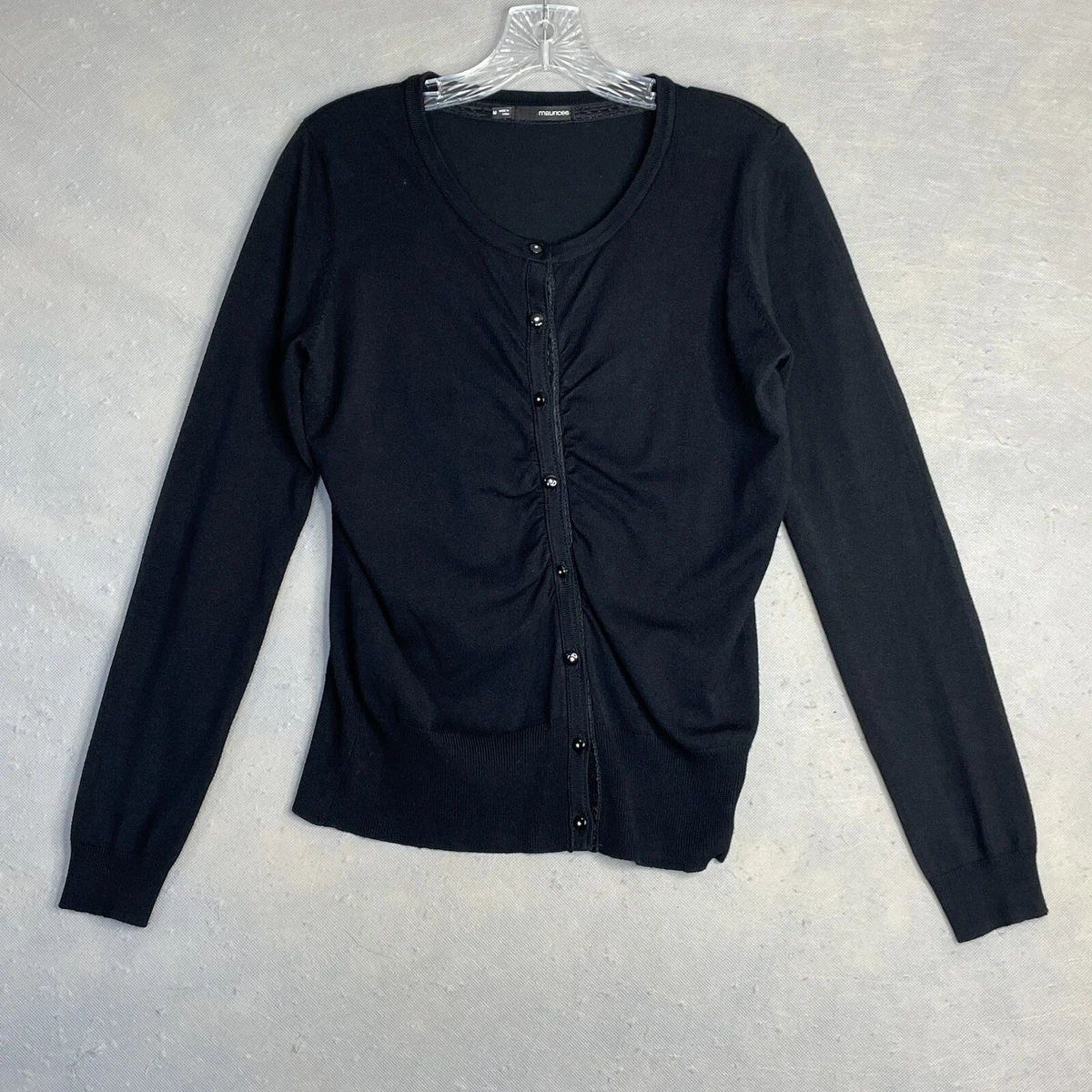 Maurices Womens Sweater Size M Black Button Up Cardigan Long