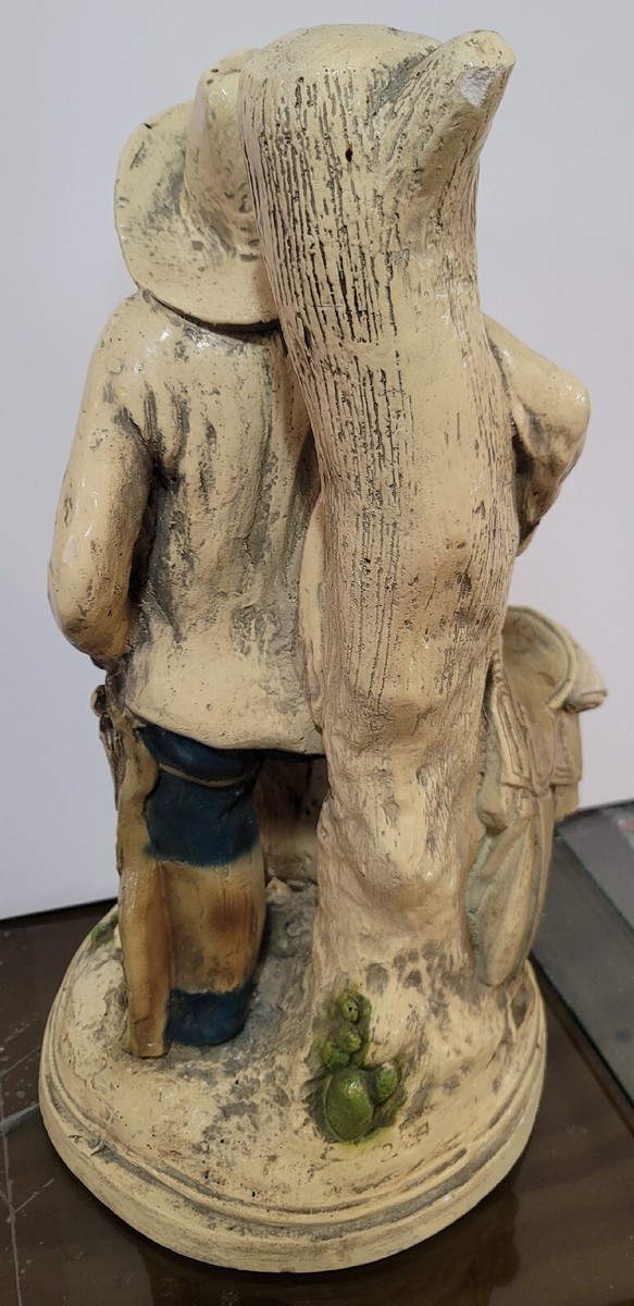カウボーイ 陶器像 Rare Vintage Chalkware Cowboy Statue Western Huge 20