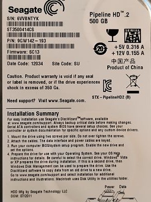 Seagate ST3500414CS 3.5 in SATA Hard Drive  - Tested