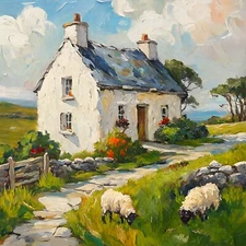 Ireland Painting Irish Cottage Art Print of Original Oil Painting Connemara Art
