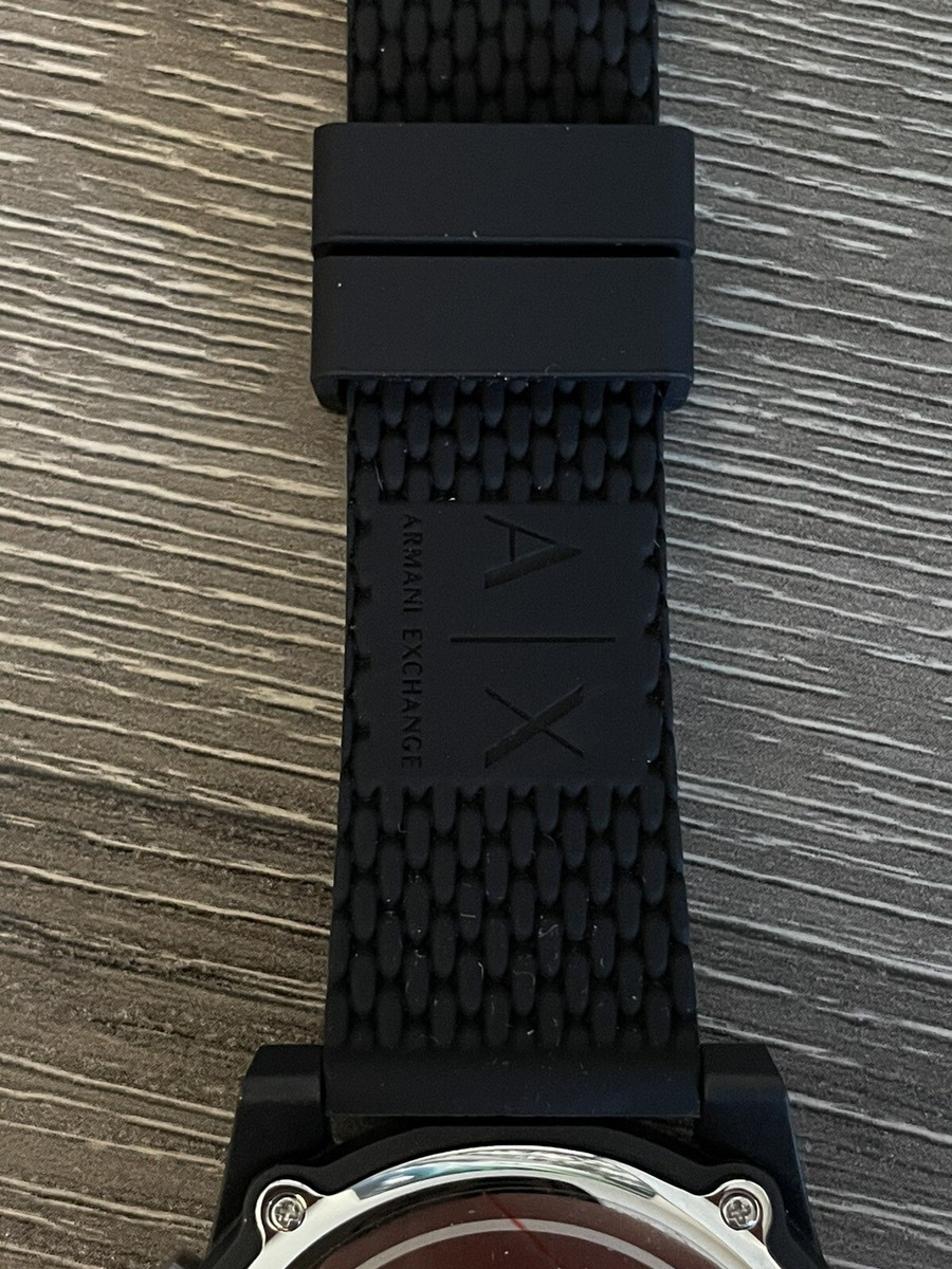 ARMANI EXCHANGE Mens Matte Black Silicone Chrono Watch