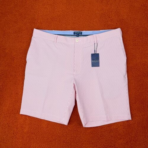 PETER MILLAR Shorts Men's 40 Matlock Seersucker Performance Pink Striped Golf