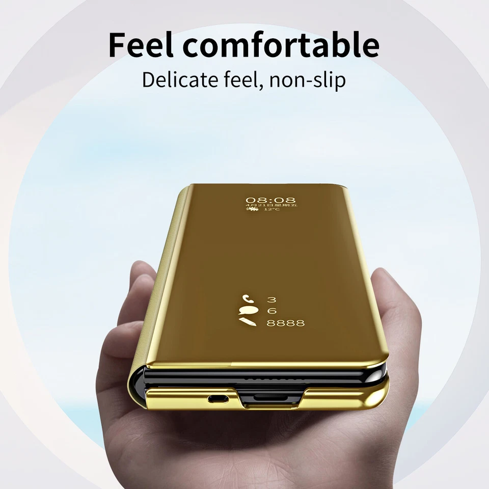 For Samsung Galaxy Z Fold5/4/3/2 Cover Magnetic S-View Mirror Plating Stand Case - Image 4 of 4