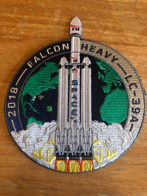2018 FALCON HEAVY SPACE X Authentic NASA Patch bestickt, nie benutzt (B2)