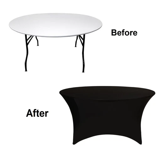 5 Fuß/6 Fuß Runde Spandex Tischdecke Tuch Hochzeit Party Home Decor Tischdecke - Bild 9 von 19