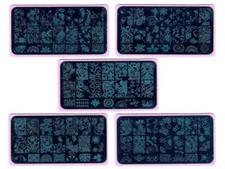 Nail Art Different Designs Stamping Image Plates with Pink Holder BC16 to BC20
