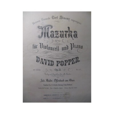 Popper David Mazurka Piano Cello XIX