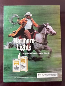 1984 Print Ad - Marlboro Lights 100's - Cowboy Phillip Morris 11 x 8