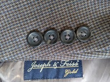 Joseph  Feiss 48R Taupe Blue Tooth Check vented Blazer Jacket Sport Coat WOOL