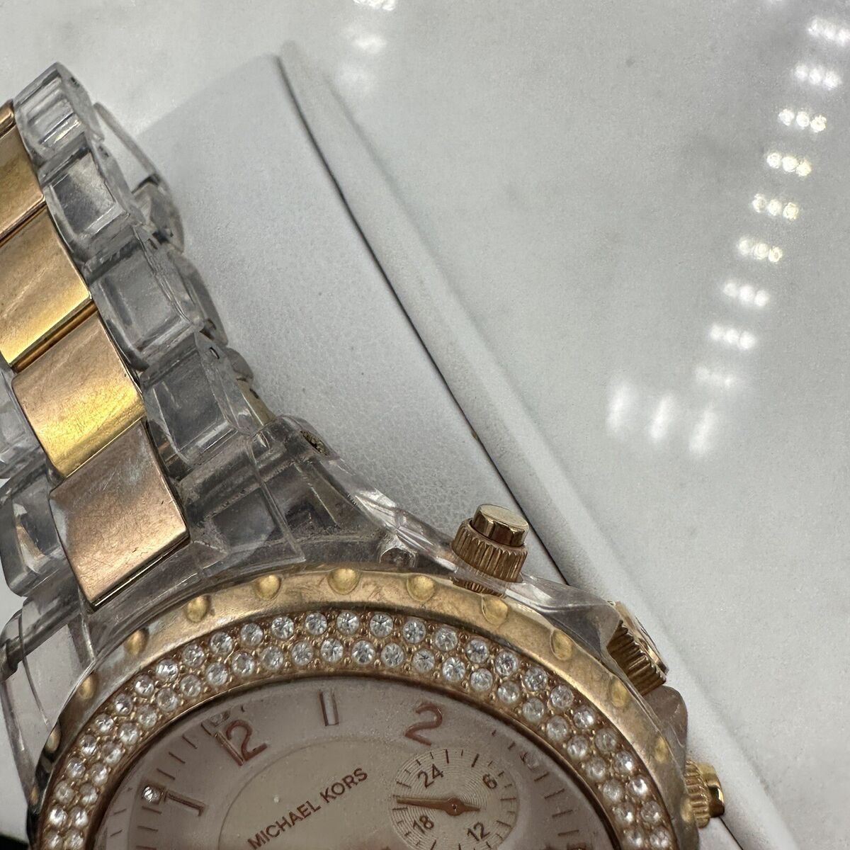 Michael Kors Women Chrono Watch Rose Gold Clear Rhinestone Michael Kors Women Chrono Watch Rose Gold Clear Rhinestone