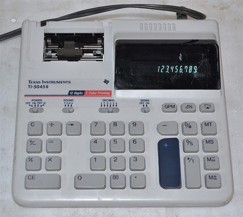 TEXAS INSTRUMENTS TI-5045 ELECTRONIC CALCULATOR 2 COLOR PRINTING 12 DIGITS GOOD
