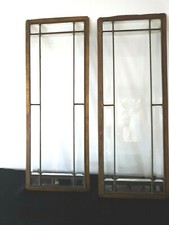 2 antike Fenster, geschliffene Glasscheiben, Glaseinsätze, Messingrahmen