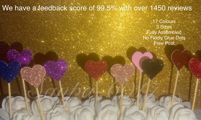 Glitzer Liebe Herzen Geburtstag Tortenaufleger Cupcake Topper Lebensmittel Fahnen 17 Farben