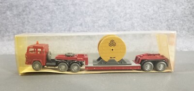WIKING 503 SEMI TRUCK & TRAILER FLATBED LOWBOY AND LOAD 1.87 SCALE HO/OO