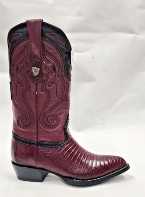 Vintage Teju Lizard Exotic Skin Cowboy
Boots - Black Cherry / Burgundy Mens Burgundy LIZARD Teju Printed LEATHER Cowboy Western  main image 3