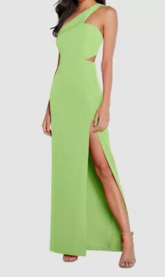 Aidan By Aidan Mattox Womens Cut-Out One Shoulder Formal Dress Green 2