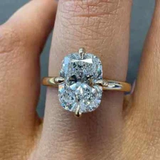 Minimalist 4.00CT Cushion Cut Moissanite Solid 10K Yellow Gold Engagement Ring