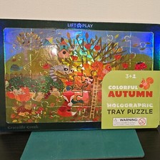 Crocodile Creek Lift & Learn Colorful Autumn Holographic Tray Puzzle NIP