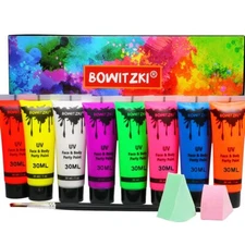 Water Base Cream Face Body Paint Stage Makeup Color Kit UV Neon Glow XmasGifts