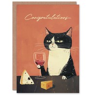 Smoking Wein Und KäSe Fan Spaß Karte Mit Katzenmotiv Geburtstagskarte