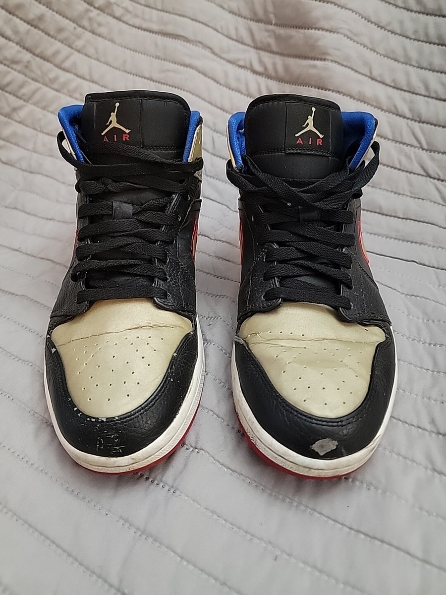 black gold and red jordans
