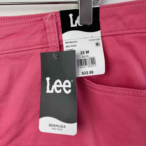 Lee Pink Mid Rise Stretch Comfort Waist Bermuda Shorts — Women's Size 22 NWT NEW - Picture 3 of 14